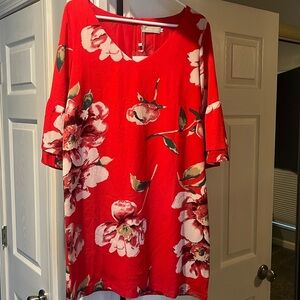 V-Neck Bell Sleeve Shift Dress Mini Dress,